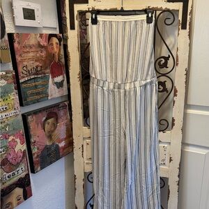 NWOT IVY + MAIN STRAPLESS STRIPED JUMPSUIT.